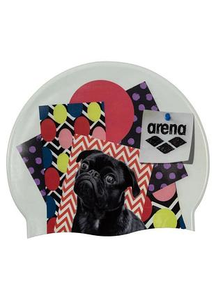 Шапочка для плавания arena hd cap (005572-210) силиконовая,унисекс,белый,print