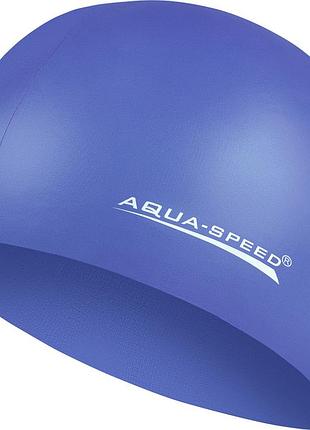 Шапочка для плавання aqua speed mega, силіконова, синя, універсальний розмір osfm (100-17)