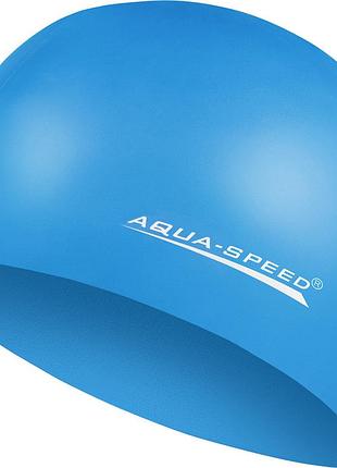 Шапочка для плавания aqua speed mega, силиконовая, голубая, универсальный размер osfm (100-23)