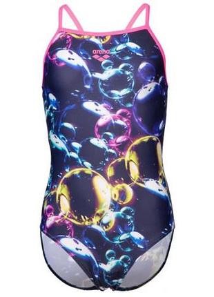 Купальник для девушек arena soap bubbles swimsuit light drop (upf 50+) 128 см темно-синий,розовый (008994-890-128)