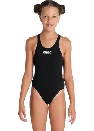 Купальник для дівчат arena team swimsuit swim tech solid хлоростійкий,116 см чорний (004764-550-116)