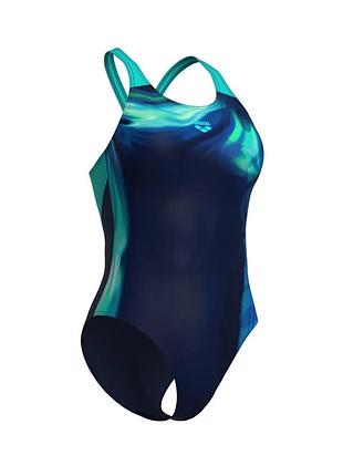 Купальник женский слитный arena dreamhline swimsuit v back (uv 50+) 36 синий,бирюзовый (008328-780-36)