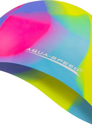 Шапочка для плавання aqua speed bunt, силіконова, різнокольорова, універсальний розмір osfm (113-44)