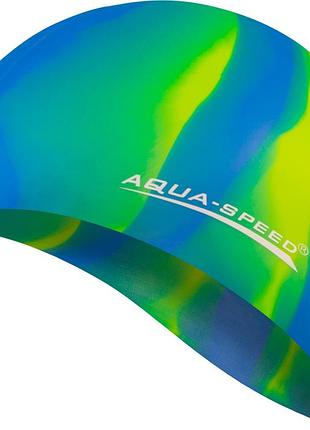 Шапочка для плавання aqua speed bunt, силіконова, різнокольорова, універсальний розмір osfm (113-58)