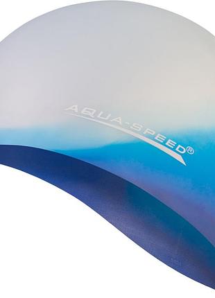 Шапочка для плавання aqua speed bunt, силіконова, різнокольорова, універсальний розмір osfm (113-42)