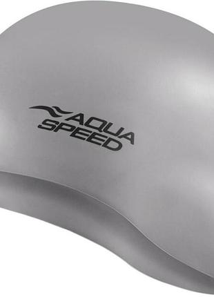 Шапочка для плавання aqua speed mono, силіконова, сіра, універсальний розмір osfm (111-26)