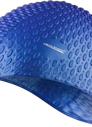 Шапочка для плавання aqua speed bubble, для довгого волосся, силіконова, синя, універсальний розмір osfm (102-10)