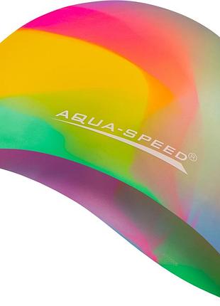 Шапочка для плавання aqua speed bunt, силіконова, різнокольорова, універсальний розмір osfm (113-54)