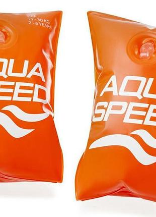 Нарукавники для плавания aqua speed armbands детские, надувные нарукавники для бассейна, 2-6 лет 15–30 кг оранжевый (763-75-2-6)