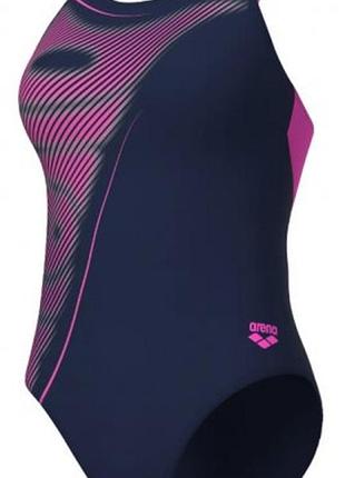 Женский слитный купальник bright glare swimsuit v back 42 черно-розовый (008930-790-42)