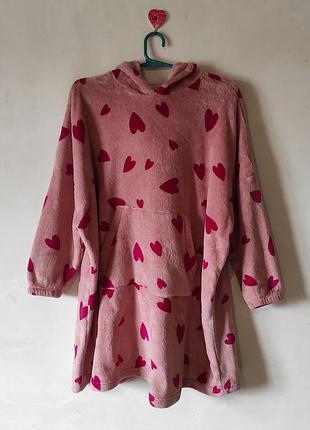 Флісова худі-ковдра оверсайз marks & spencer в сердечка, one size