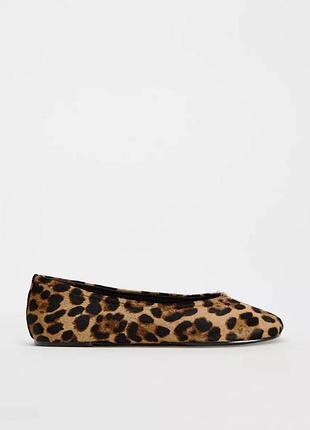Zara женские балетки леопардовые с животным принтом из кожи размер 39 новые