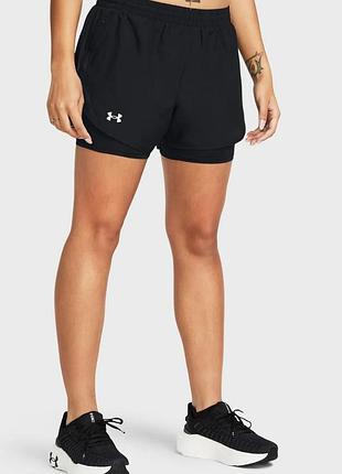 Женские шорты с компрессионными лосинами under armour fly by 2 в 1