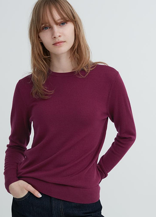 Джемпер uniqlo из мериносовой шерстиразмер s бордовый