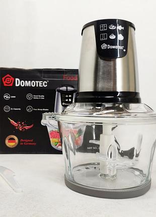 Универсальный кухонный измельчитель domotec ms-7009b чоппер со стеклянной чашей 2л 250 вт