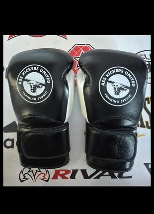 Ass kickers united 16 oz оригінал боксерські рукавиці для боксу шкіра натуральна 16 унцій