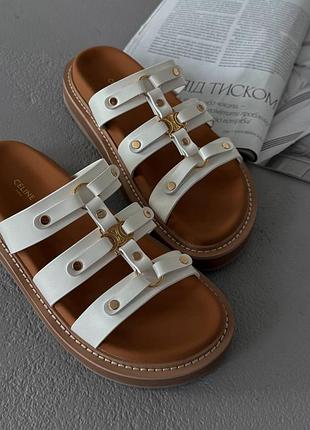 😍 шлепанцы женские celin e tippi leather slide sandals white