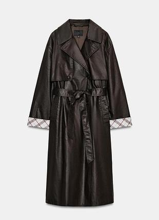 Довгий вощений тренч оверсайз zara