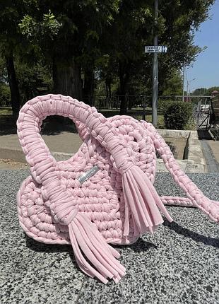 Вʼязана сумка серце рожева