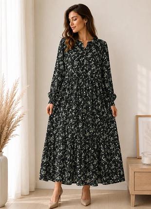 Сукня zara xl чорна у квітковий принт міді віскоза легка туреччина