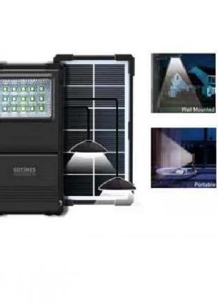 Портативная зарядная станция gdlite gd-07а · солнечная панель с аккумулятором · светодиодный фонарь и две лампочки 30 w