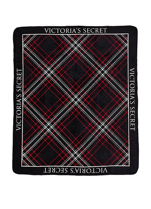 Плед плюшевый в клетку от victoria’s secret pink cozy-fleece blanket