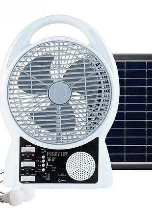 Портативный вентилятор 4в1 с солнечной панелью, bluetooth, радио и led-подсветкой n288 • 8″ настольный вентилятор с аккумулятором