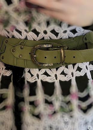 Кожаный оливковый эксклюзивный дизайн пояс корсет
