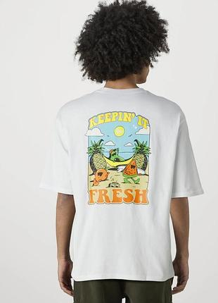 Белая футболка свободного кроя new era fruit graphic oversized t-shirt с принтом «keepin' it fresh».