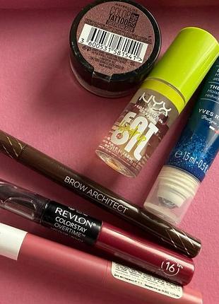Набір косметики одним лотоком maybelline color tattoo, nyx fat oil lip drip