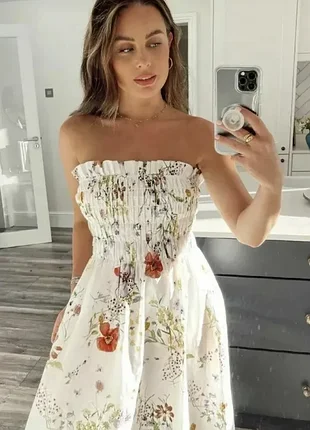 Нежное хлопковое платье-миди в полевых цветы/сарафан h&amp;m