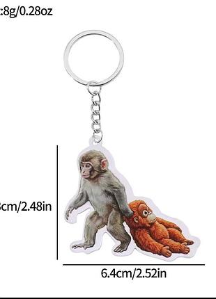 Акриловый брелок обезьянка панч с орангутангом мем punch &amp; orangutan, подвес на рюкзак и ключи