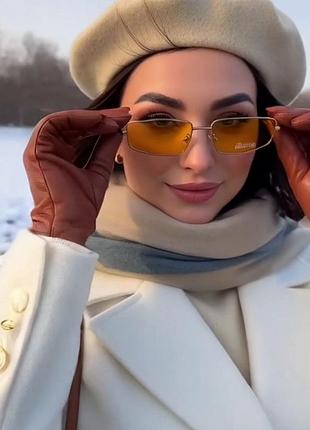 👓👓 солнцезащитные очки на металлической оправе и жёлтой линзе 👓👓