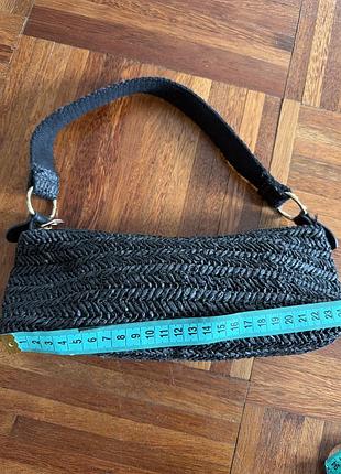 Нова чорна плетена солом'яна сумка багет  на плече (black straw shoulder bag) від бренду primark uk 🇬🇧