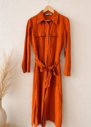 Сукня-сорочка zara з поясом, міді