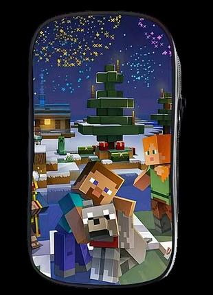 Детский школьный нейлоновый пенал майнкрафт minecraft 02