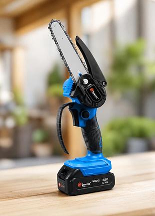 Аккумуляторная цепная пилка chain saw 6 дюймов domotec 68v 8ah / мини-пилка для обрезки деревьев