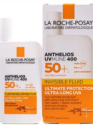 Сонцезахисний флюїд для обличчя la roche-posay anthelios uvmune 400 invisible fluid spf 50+, 50 мл