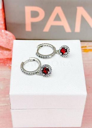 Сережки pandora «червоне коло»