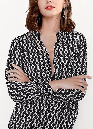 Стильна подовжена сорочка zara з принтом «ланцюги» / блуза oversize
