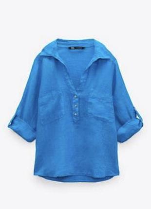 Zara жіноча лляна сорочка, лляна блузка, блуза