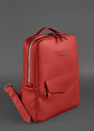 Кожаный городской женский рюкзак на молнии4 фото