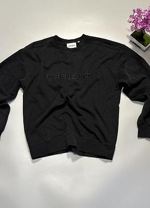 Кофта світшот carhartt чорний, розмір s (з вишитим логотипом)