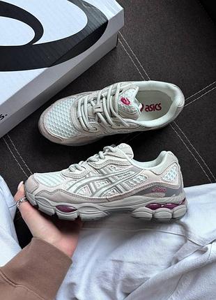 Стильные женские кроссовки asics gel nyc beige/brown
