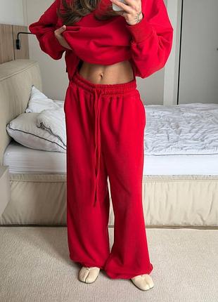 Женский костюм oversize свитшот + широкие брюки