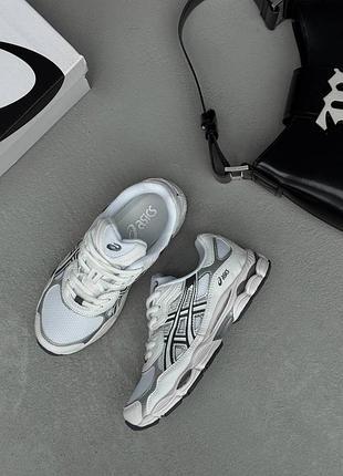 Стильные женские кроссовки asics gel nyc white/ grey