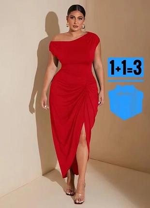 Яскрава червона міді сукня shein xl