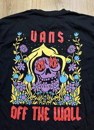 Лонгслів vans чорний з принтом «off the wall», розмір m