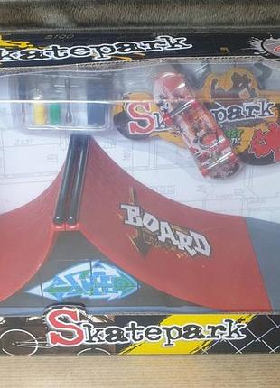 Набір фінгерборд skatepark fingerboard скейт парк пальчиковий скейт-фінгерборд з трампліном та скейт 1810-6a