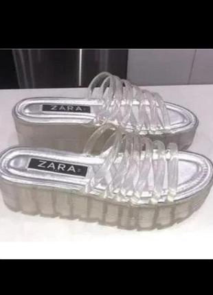 Прозрачные силиконовые босоножки на платформе zara